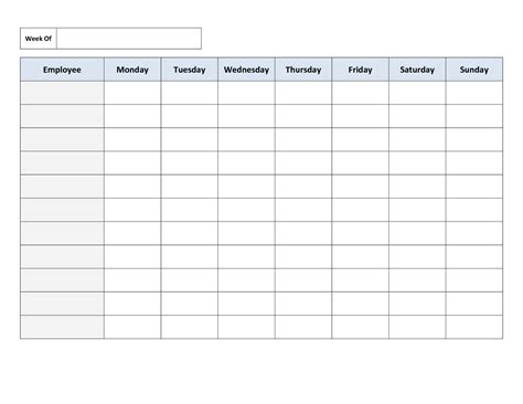 Weekly Work Schedule - 10 Free PDF Printables | Printablee