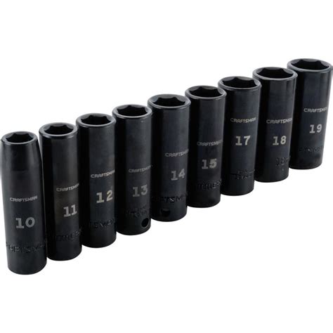 CRAFTSMAN 9-Piece 3/8-in Drive Deep 6-Point Metric Impact Socket Set at ...