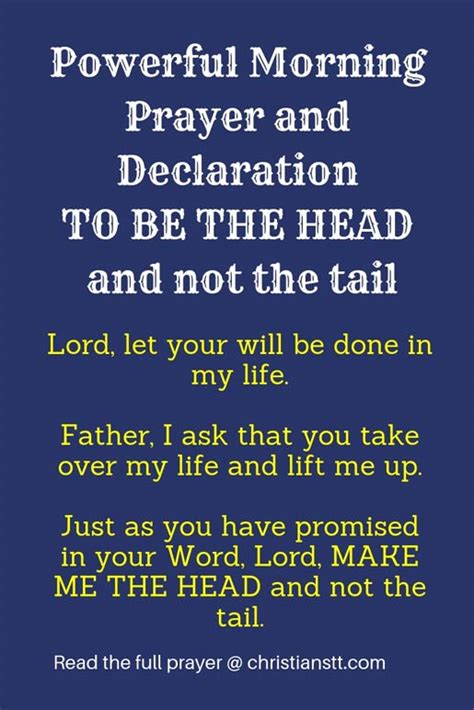 Powerful Morning Prayer And Declaration To Be The Head - ChristiansTT