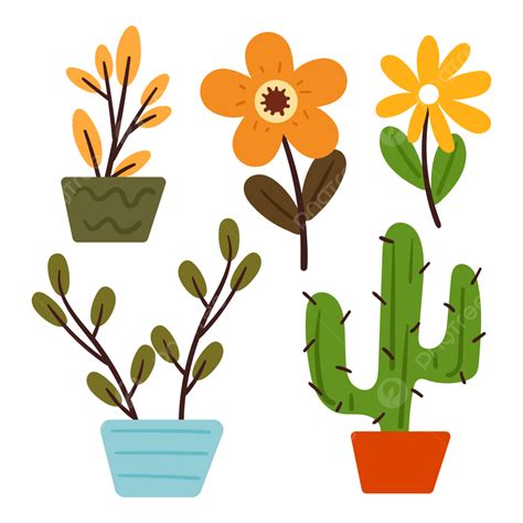 Cute Cartoon Plant And Flower Sticker Vector, Flower Clipart, Plant Clipart, Cute Clipart PNG ...