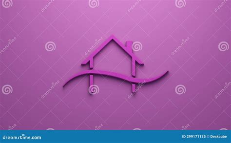 Pink House Logo with Wave. 3D Rendering Illustration Stock Illustration - Illustration of home ...