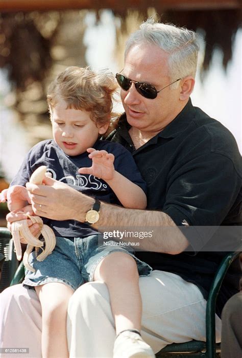 Benjamin Netanyahu and his youngest son Avnar. News Photo - Getty Images