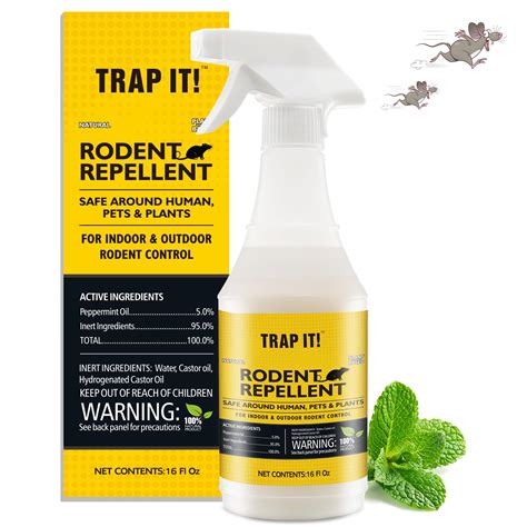 Buy TRAP IT! Peppermint Oil Spray for Rodents to Repel Mice & Rats, 16OZ Natural Mouse Repellent ...