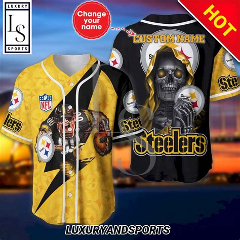 Pittsburgh Steelers The Reaper Custom Name Baseball Jersey - HomeFavo