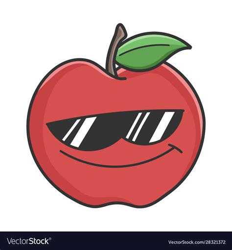 Cool sunglasses red apple cartoon apple Royalty Free Vector