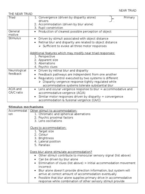 Near Triad | Stimulus (Physiology) | Feedback