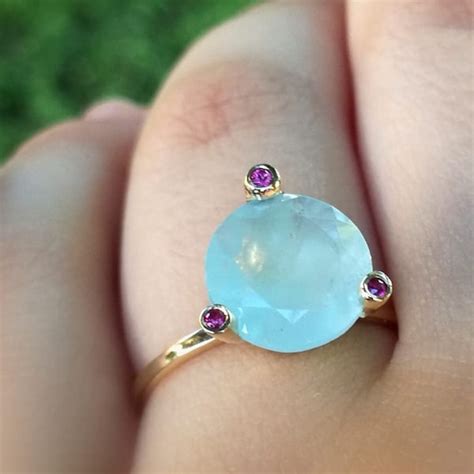 Aquamarine Ruby Ring - Etsy