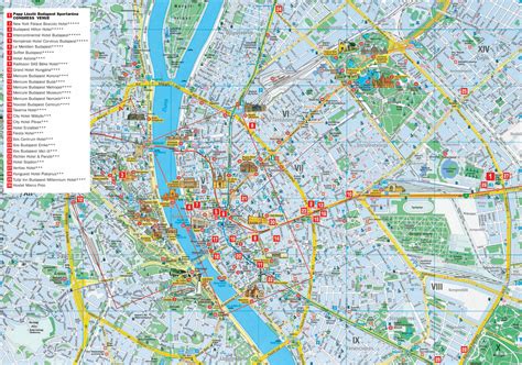 Large detailed tourist and hotels map of Budapest city. Budapest city ...