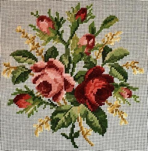 Needlepoint Roses 2 preworked | Needlepoint, Cross stitch flowers, Cross stitch rose