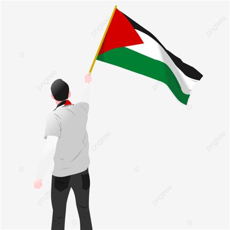 Palestinian Vector Art PNG, A Man Waving Palestinian Flag, Man ...