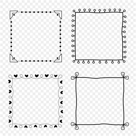 Square Frame Border Vector Art PNG, Doodle Frame Square Border, Doodle ...