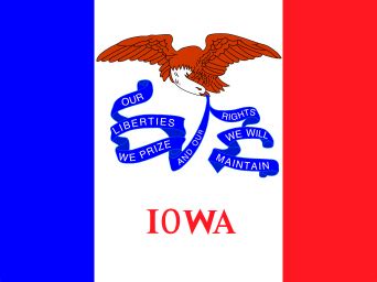 The state flag of Iowa - Motto: Our liberties we prize and our rights ...