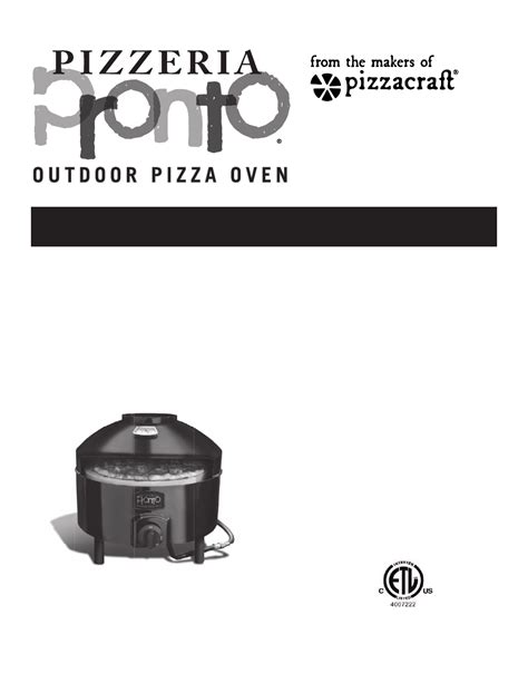 Pizzacraft PM6000 Pizzeria Pronto Outdoor Pizza Oven User Manual | 21 pages