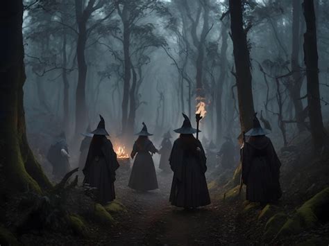 Dark Forest Witch Art Spooky Witch Coven in the Woods Eerie Witches ...