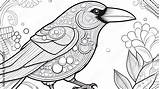 Hand Drawn crow Raven Doodle Sketch Bird In zentangle Style For  sketch template