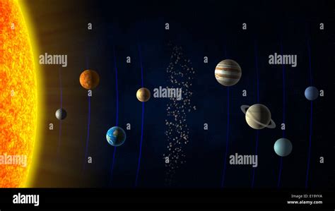Solar system - Sun, the planets and the asteroid belt Stock Photo: 69675630 - Alamy