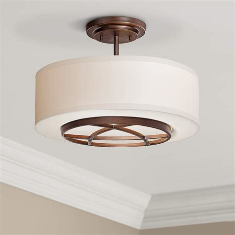 City Club 15" Wide Brushed Bronze Semi-Flush Ceiling Light - #2W928 | Lamps Plus