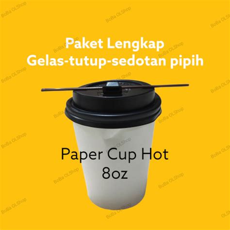 Promo Paket paper Cup 8 oz 240 ml Hot Gelas kertas minuman panas 8 oz ...