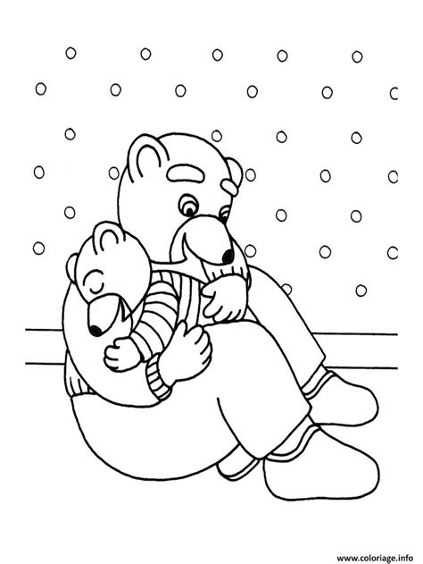 Coloriage Petit Ours Brun fait dodo avec papa - JeColorie.com