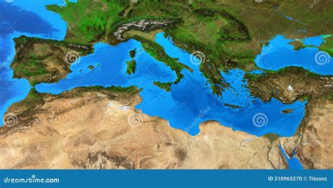 High Resolution Physical Map Of Mediterranean Sea Royalty-Free Cartoon ...