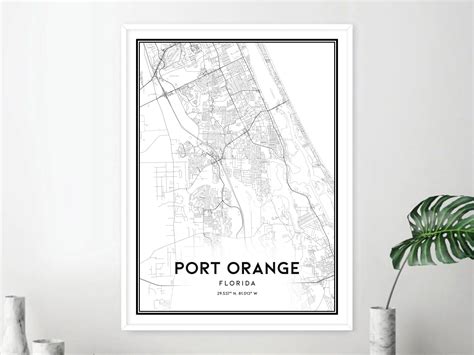 Port Orange Map Print Port Orange Map Poster Wall Art Fl - Etsy