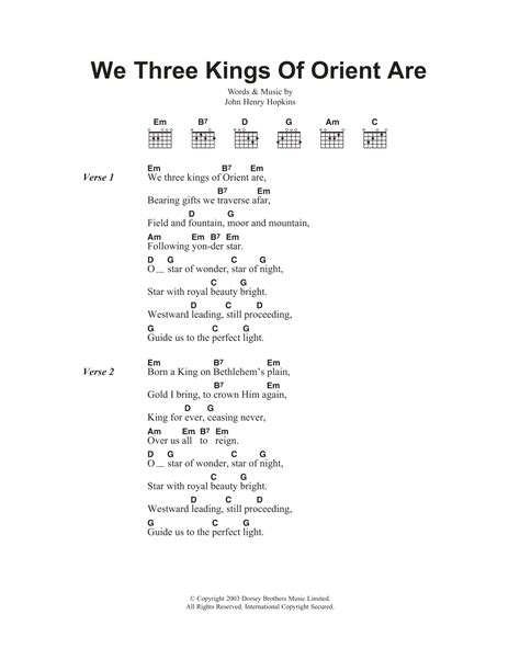 We Three Kings Of Orient Are by Traditional Carol - Guitar Chords/Lyrics - Guitar Instructor