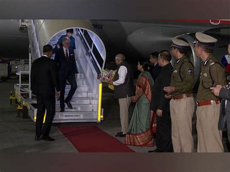 Czech PM Petr Fiala arrives in India to attend Vibrant Gujarat summit, received by CM Bhupendra ...