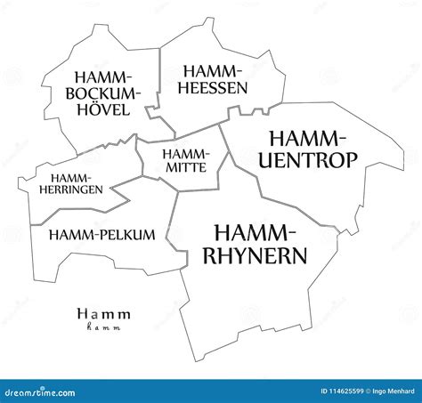 Modern City Map - Hamm City of Germany with Boroughs and Titles Stock ...