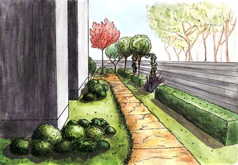 Landscaping. the Path To the House. Stock Illustration - Illustration of drawing, design: 95836893