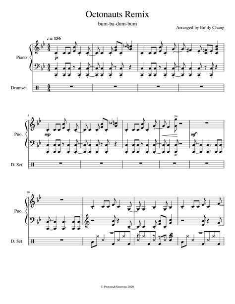 Octonauts - Remix Sheet music for Piano, Drum group (Mixed Duet) | Musescore.com