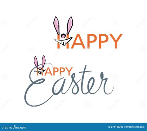 Happy Easter Logo with Rabbit Face Stock Vector - Illustration of frohe ...