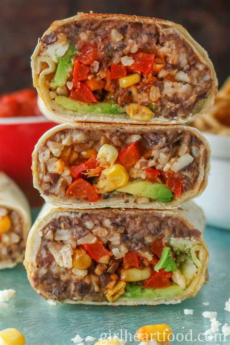 Refried Bean Burrito Recipe | Girl Heart Food®