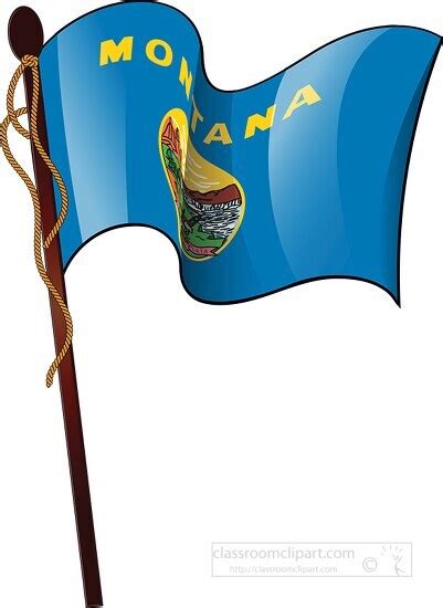 montana state flag on a flagpole - Classroom Clipart