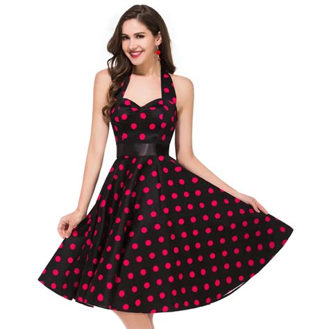 Polka Dot Women Summer Dresses 50s 60s Fashion Retro Vintage Pinup Swing Casual Party Dress ...