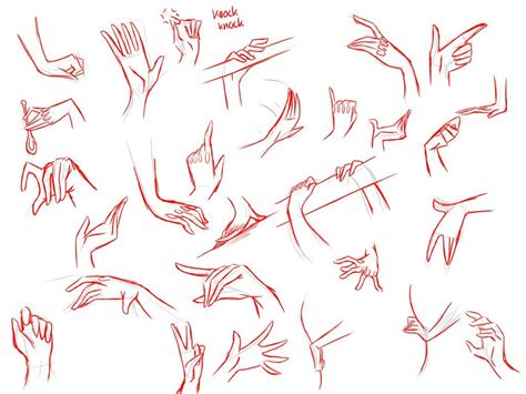 a bunch of hand gestures drawn in red ink