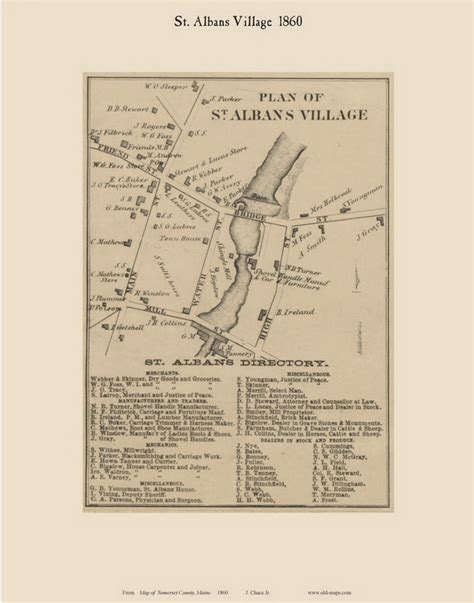 St. Albans Village, Maine 1860 Old Town Map Custom Print - Somerset Co. - OLD MAPS