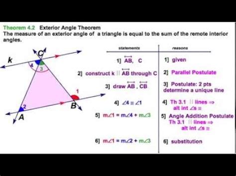 4.1 Proving Triangle Exterior Angle Theorem - YouTube