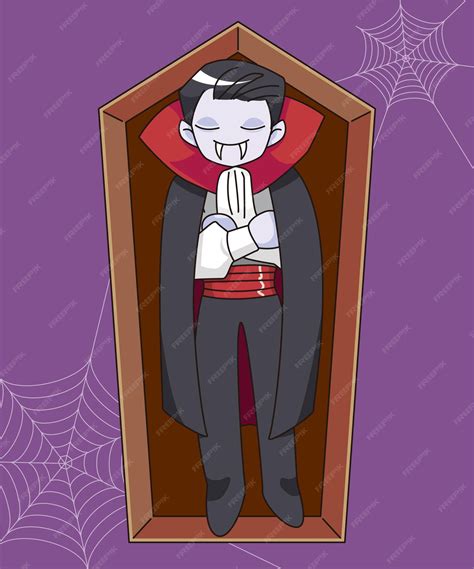 Premium Vector | A vampire sleeping in the coffin