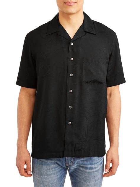 GEORGE - George Men's Short Sleeve Jacquard Button-down Shirt - Walmart ...