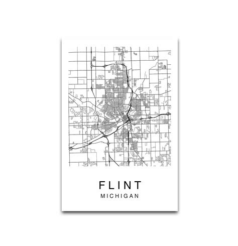 Flint Map Flint City Map Map Poster Map Print Flint Map | Etsy