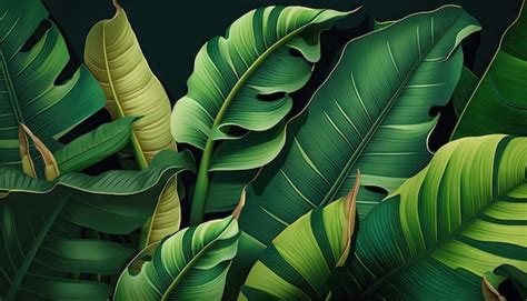 Premium Photo | Green banana leaf background vector illustration