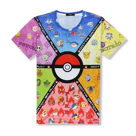 High quality comfortable men's t shirts pokemon print t shirt men ...