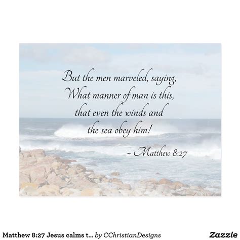 Matthew 8:27 Jesus calms the storm, Bible Verse Postcard | Zazzle | Bible verses, Encouraging ...