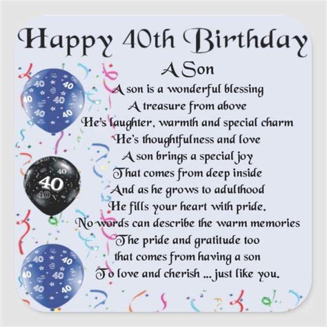 40th Birthday Wishes To Son - birthday card message