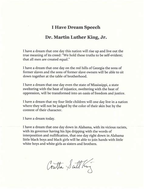 Signed typescript of Dr Martin Luther King's "I have a dream speech ...