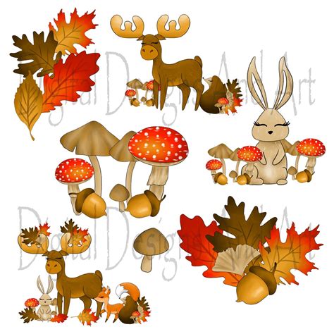 Autumn Animals Clipart Animals Clipart Watercolor Clipart - Etsy