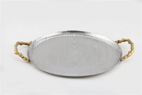 Silver Tray with Gold Handles | Landau Gift Shop Online Synagogue ...