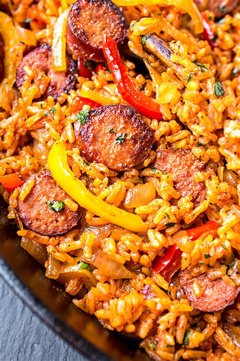 Smoked Sausage and Red Rice Skillet