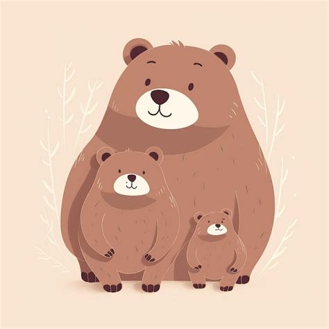 Premium Photo | Mama bear and baby cute drawing illustration generative ai