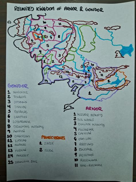 simplified map of the Reunited Kingdom of Arnor & Gondor : r/imaginarymaps